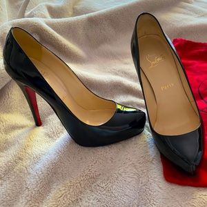 Christian Louboutin Rolando Black Patent Heel 37.5